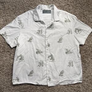 Reese Cooper 2022 “Fresh Air” Camping White Button Up Camp Collar Shirt Size L